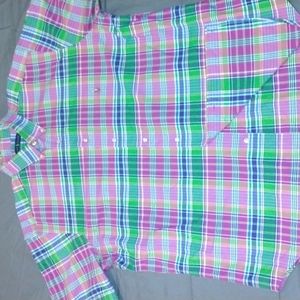 Raulph Lauren- plaid- button up - short sleeve